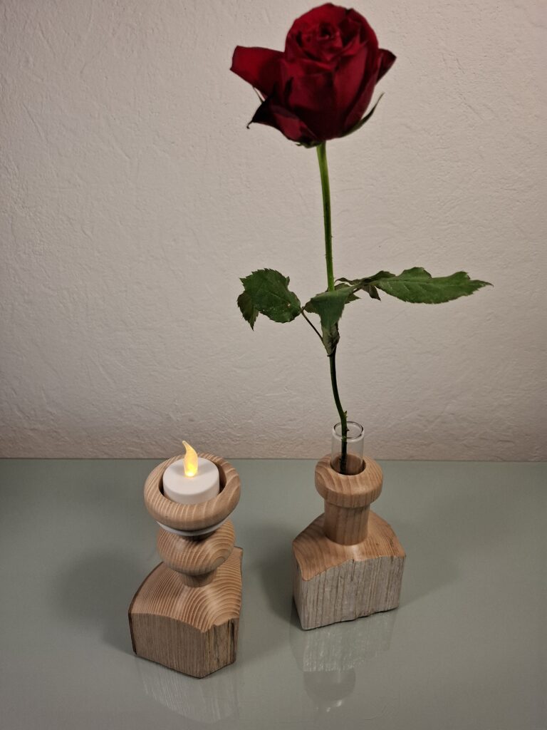 Soliflores et Bougeoirs en Bois