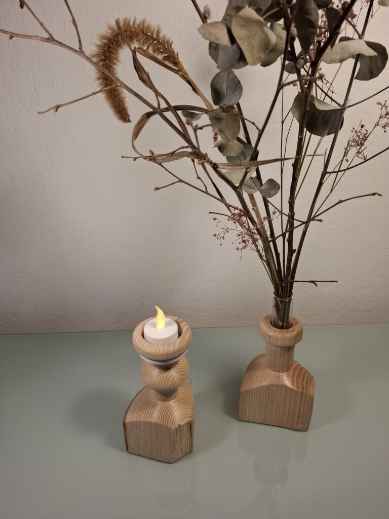 Soliflores et Bougeoirs en Bois