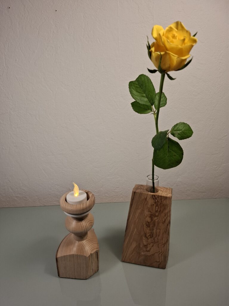 Soliflores et Bougeoirs en Bois