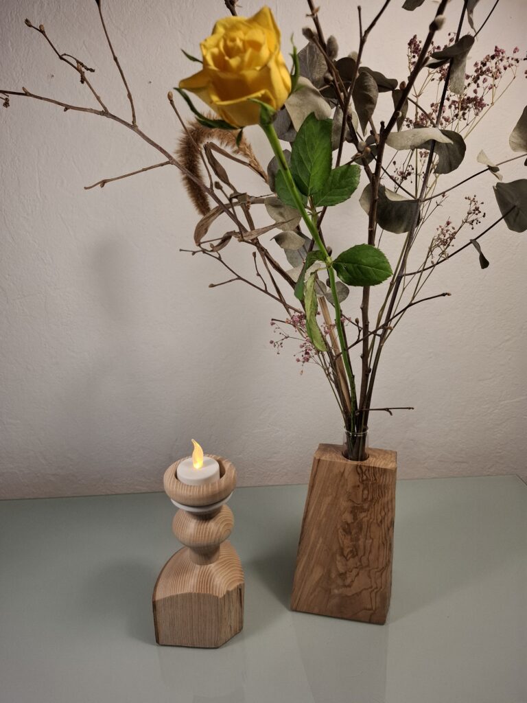 Soliflores et Bougeoirs en Bois