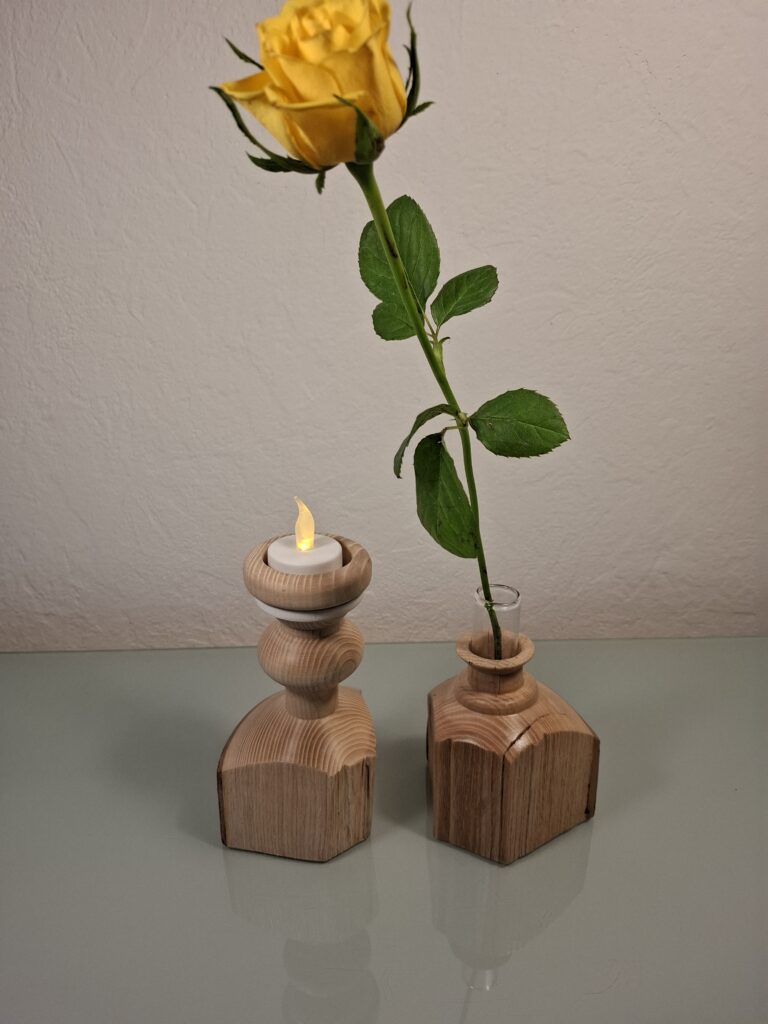 Soliflores et Bougeoirs en Bois