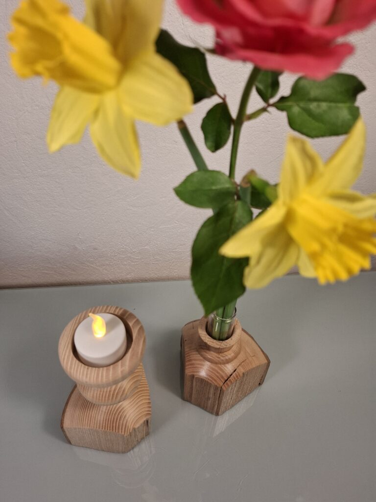 Soliflores et Bougeoirs en Bois