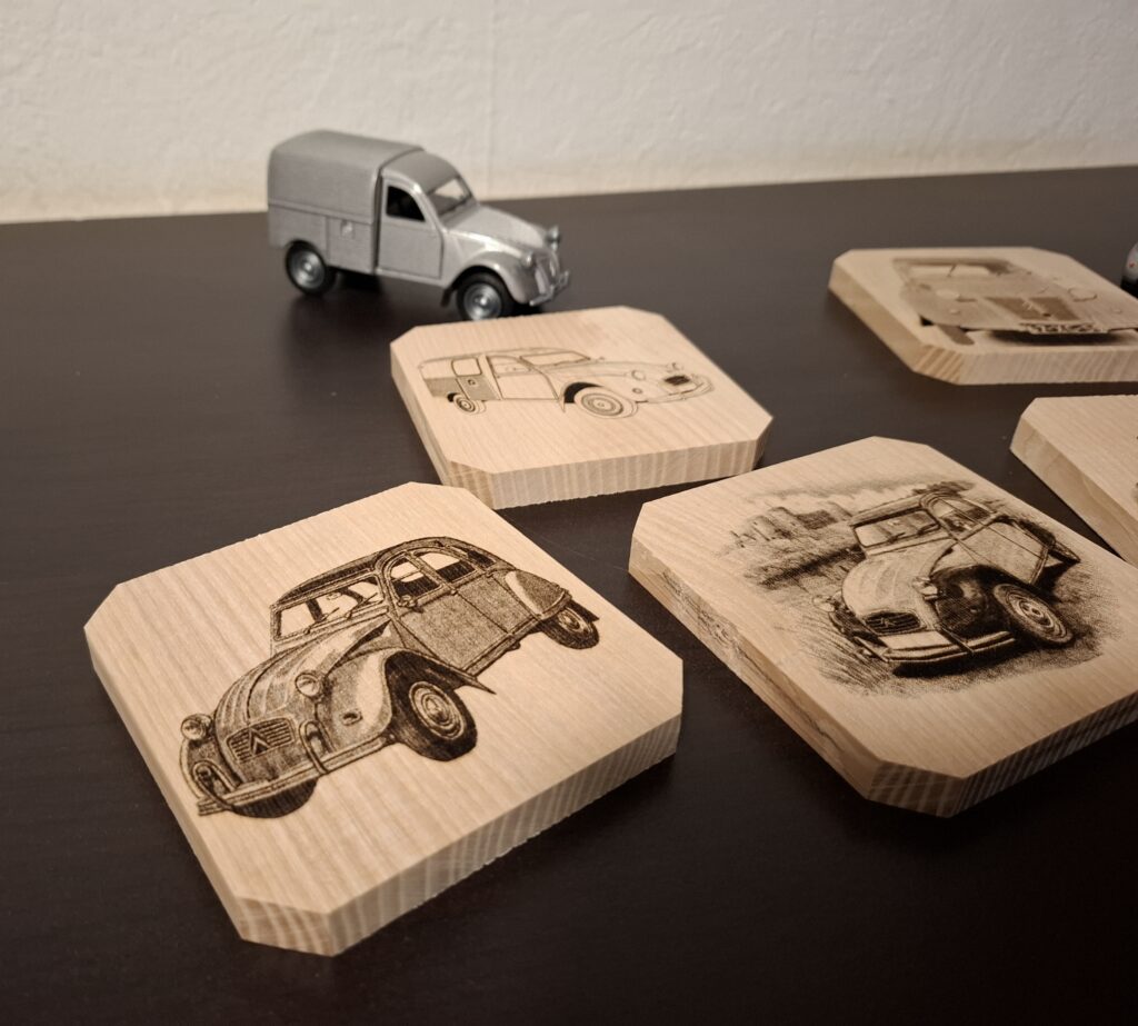 Sous-verres en bois thème deudeuche