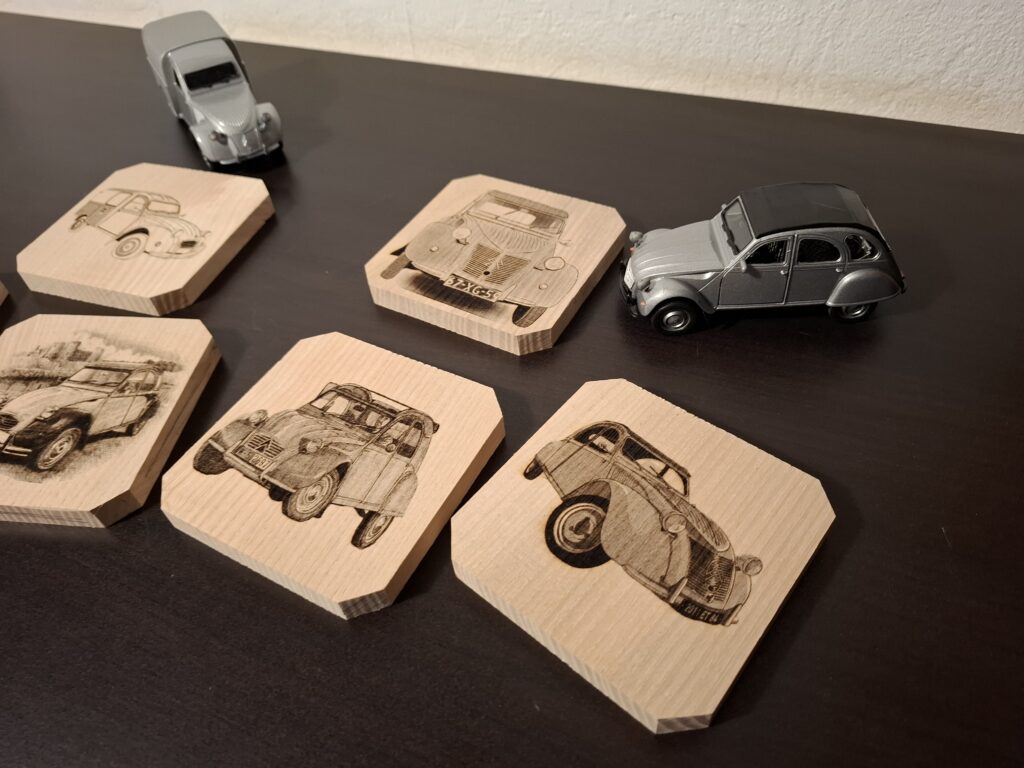 Sous-verres en bois thème 2CV Citroën