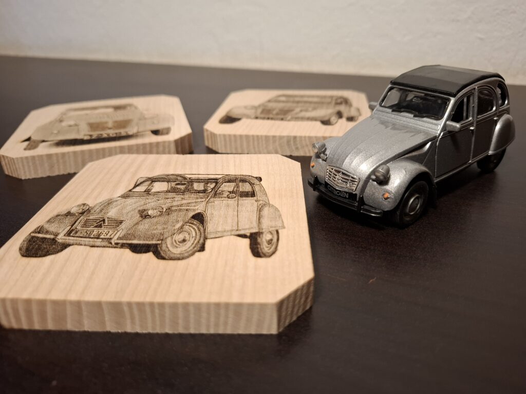 Sous-verres en bois thème 2CV Citroën