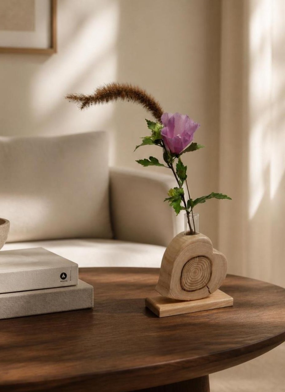 Vase Soliflore en Bois Massif pour une Déco Authentique. Soliflore en bois massif au design naturel et élégant pour décoration intérieure